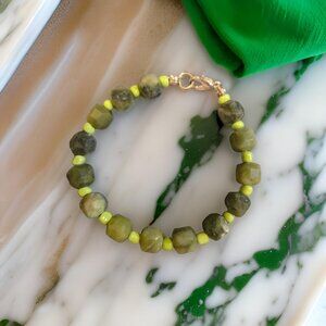 Jade Large Beads Bracelet~ 7 inches